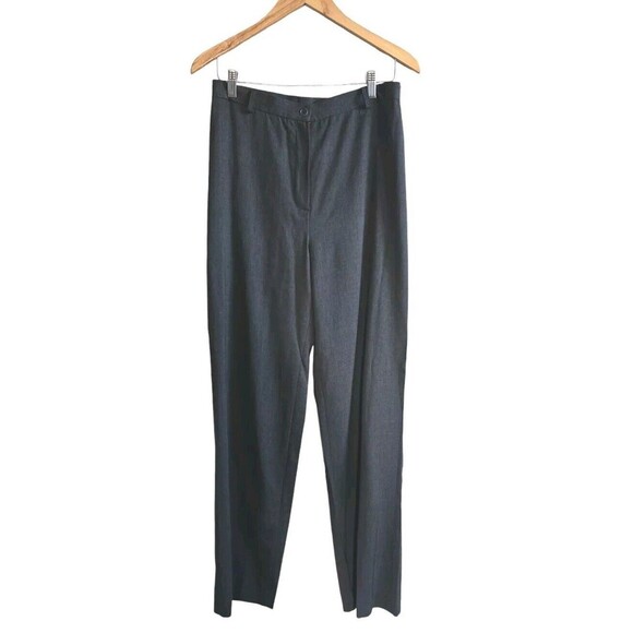 Ralph Lauren Pant Jacket Suit Women 10 Gray Faux Fur Collar Worsted Wool Vintage - Picture 7 of 10